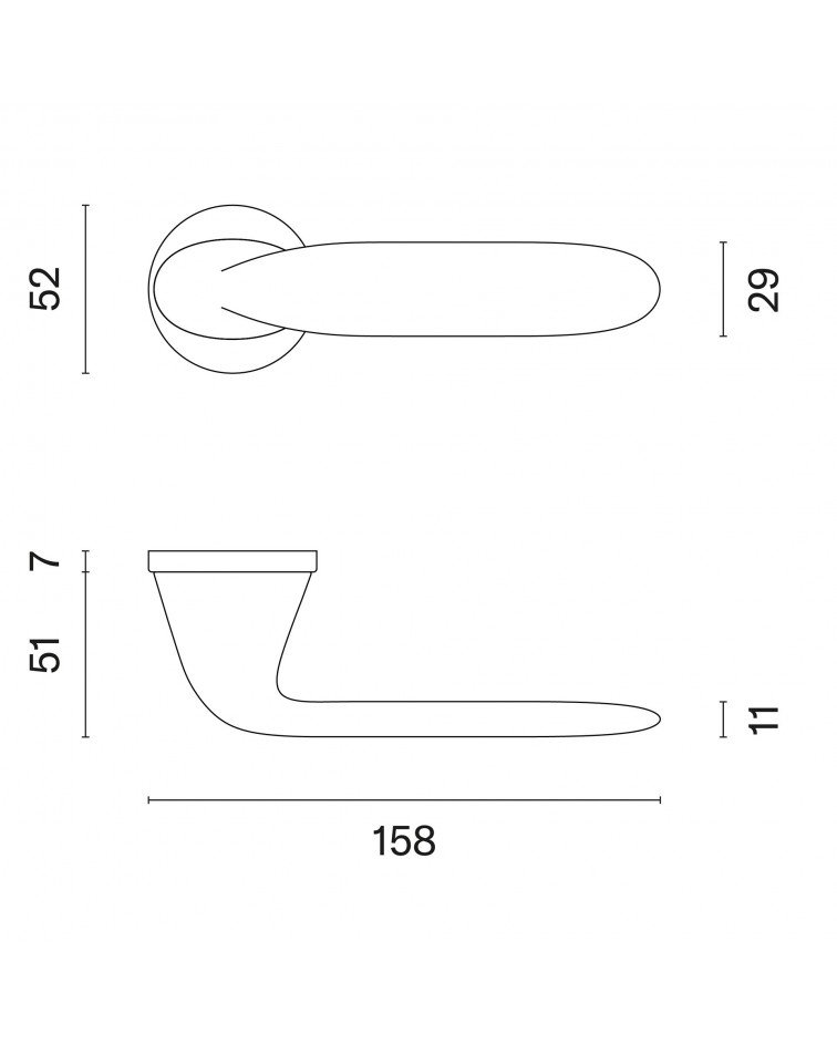 PEONIA zamak door handle with dimensions