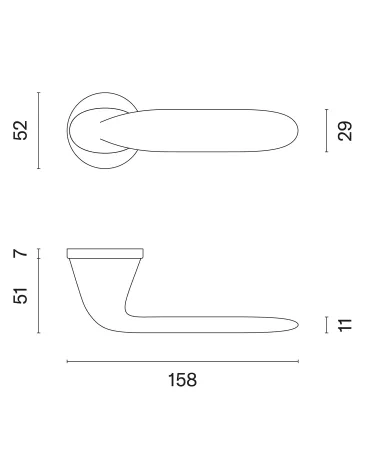 PEONIA zamak door handle with dimensions