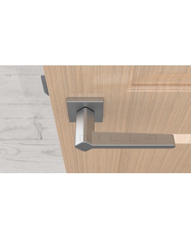 NINFEA zamak door handle designer handle colour 2 top view mounted on a door