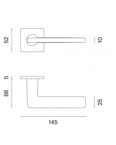 SETIA zamak door handle with dimensions