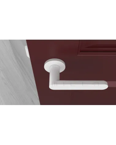 ALORA zamak door handle design handle colour 5 top view mounted on a door