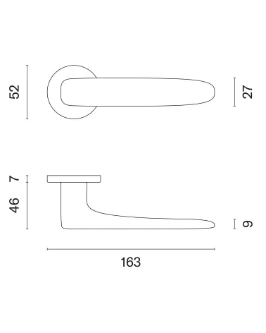 ROSA zamak door handle with dimensions