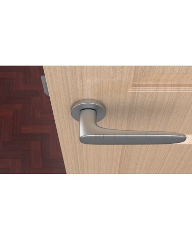 ROSA zamak door handle design handle colour 1 top view mounted on a door