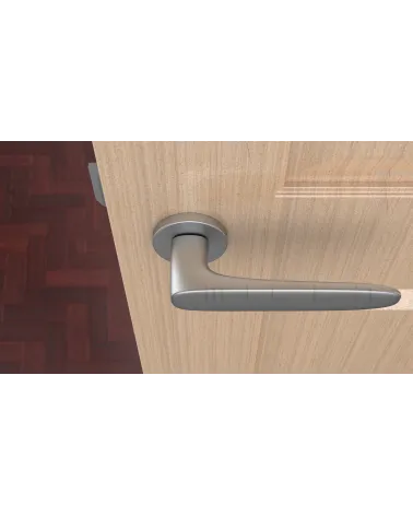 ROSA zamak door handle design handle colour 1 top view mounted on a door