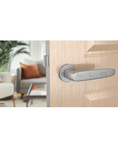 ROSA zamak door handle design handle colour 1 front view mounted on a door