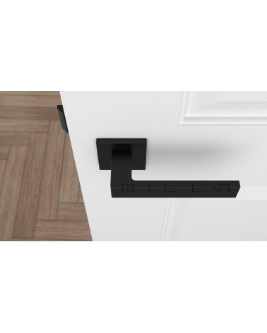 SULLA zamak door handle design handle colour 2 top view mounted on a door