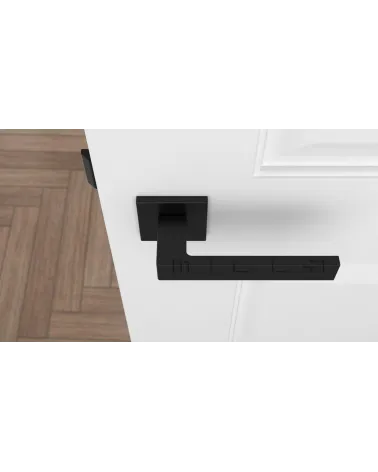 SULLA zamak door handle design handle colour 2 top view mounted on a door