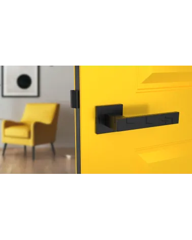 SULLA zamak door handle design handle colour 2 front view mounted on a door