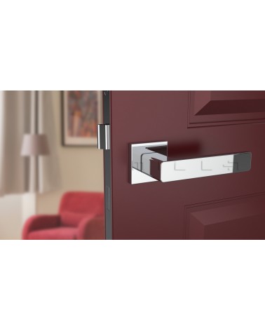 ERICA zamak door handle design hardware colour 1 front view mounted on a door