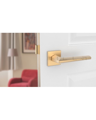 JASMINA zamak door handle design handle colour 3 front view mounted on a door
