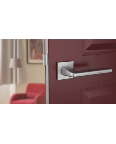 ERBA zamak door handle design handle colour 2 front view mounted on a door
