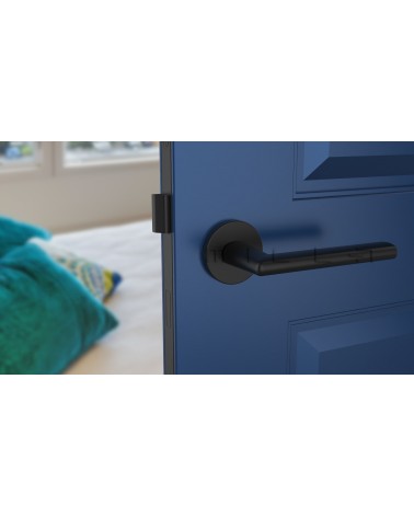 KALMIA zamak door handle design handle front view mounted on a door