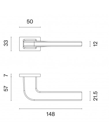 ISMENA rectangular backplate door handle with dimensions