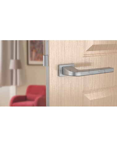 ISMENA zamak door handle design handle front view mounted on a door