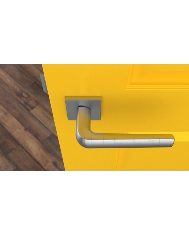 MELA zamak door handle design hardware colour 2 top view mounted on a door
