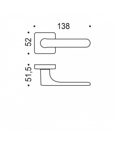 Silver sunset door handle - Moon One Square - designer handle