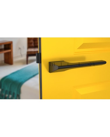 LUPINA concealed plate door handle designer handle front view mounted on a door