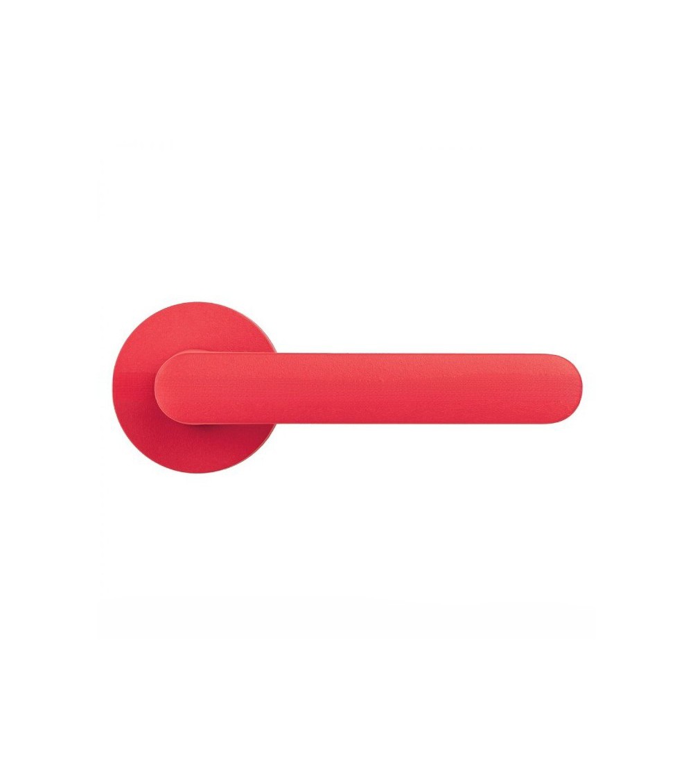 Strawberry Red coloured door handle - Moon One Round - designer handle