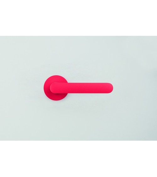 Strawberry Red coloured door handle - Moon One Round - designer handle