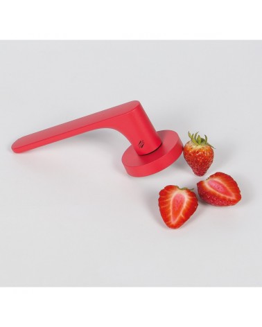 Strawberry Red coloured door handle - Moon One Round - designer handle