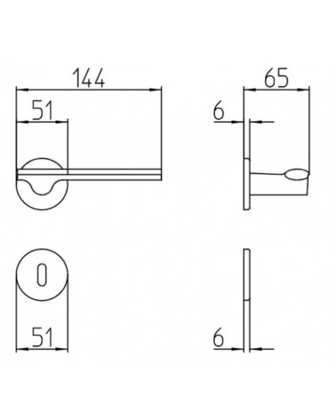 Mandelli Ara door handle with dimensions