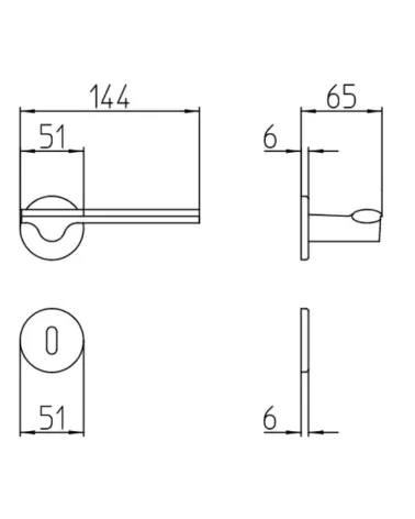 Mandelli Ara door handle with dimensions