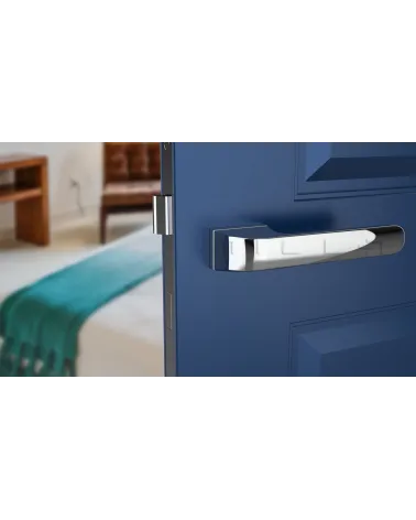 PLUMERIA concealed plate door handle design handle mounted on an ajar door