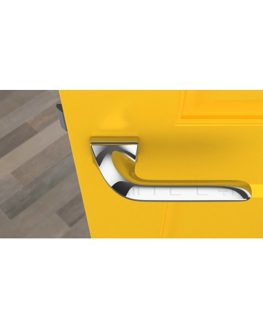 GLADIOLA door handle on concealed plate designer handle colour 3 top view mounted on a door