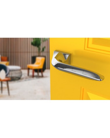 GLADIOLA door handle on concealed plate designer handle colour 3 angled top view mounted on a door