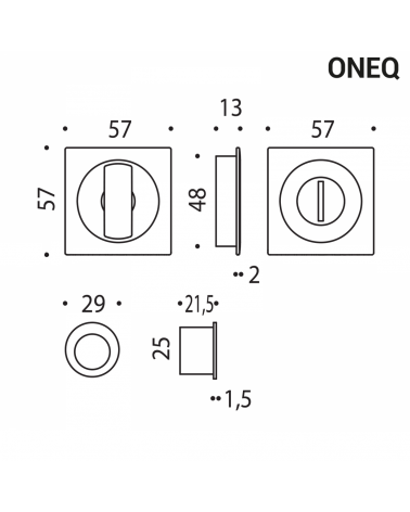 Moon One sliding door handle with dimensions