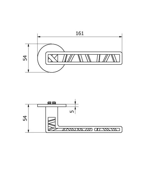 ORIGINAL door handle on round plate Skeleton - designer handle