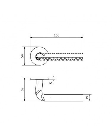 Original futuristic Rocksor door handle with dimensions
