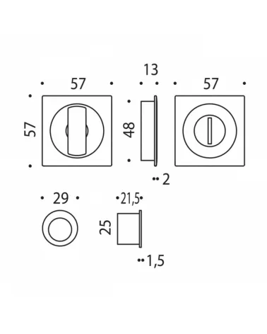 Moon One sliding door handle with dimensions