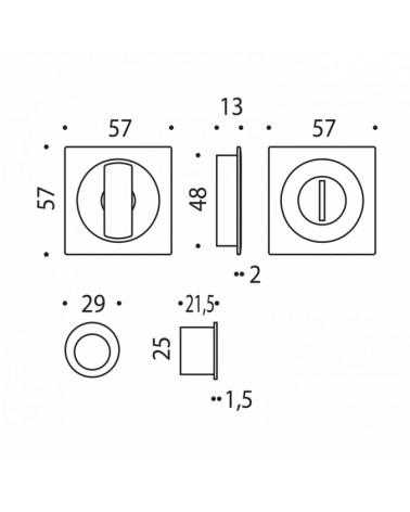 Moon One sliding door handle with dimensions