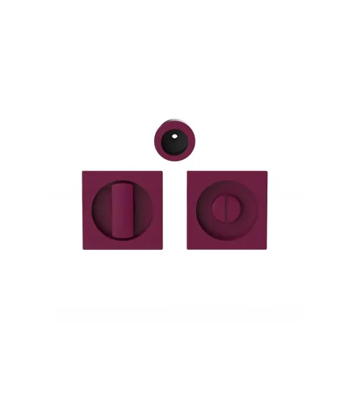 Moon One sliding door handle with privacy lock in burgundy purple colour - designer handle