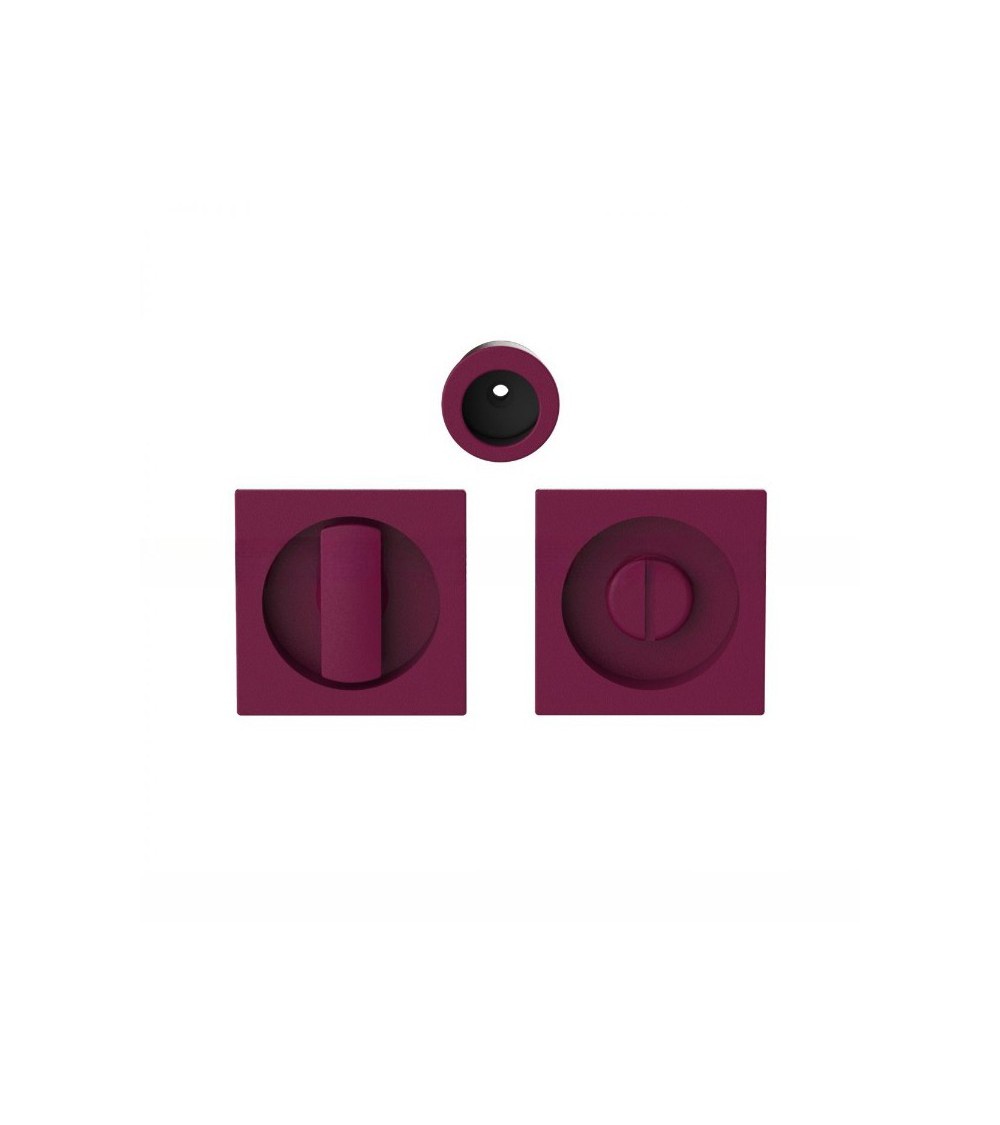 Moon One sliding door handle with privacy lock in burgundy purple colour - designer handle