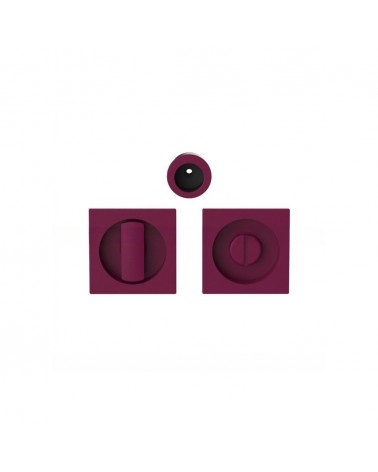 Moon One sliding door handle with privacy lock in burgundy purple colour - designer handle