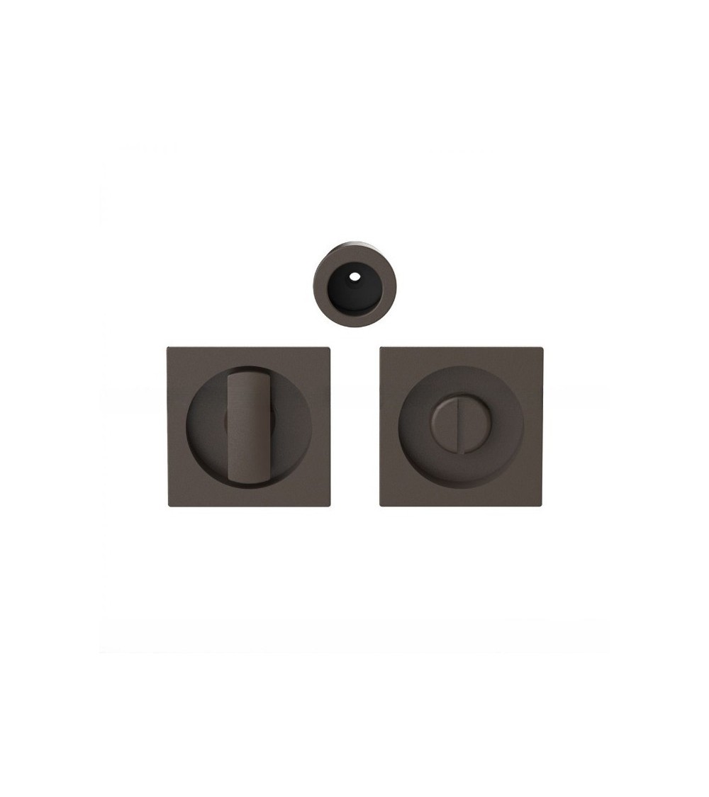Moon One sliding door handle with privacy lock in brown colour - designer handle
