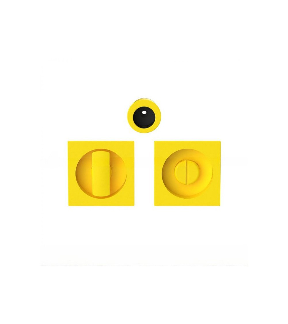Moon One Lemon Yellow Sliding Door Handle with Lock - Designer Handle