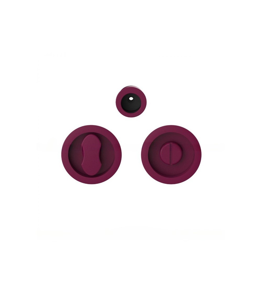 Moon One privacy lock sliding door handle in burgundy purple - designer handle