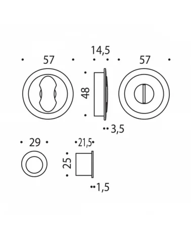 Moon One sliding door handle with dimensions