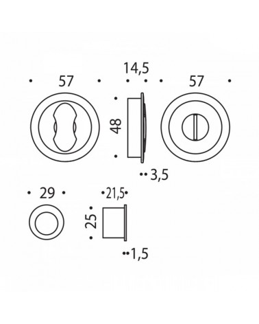 Moon One sliding door handle with dimensions