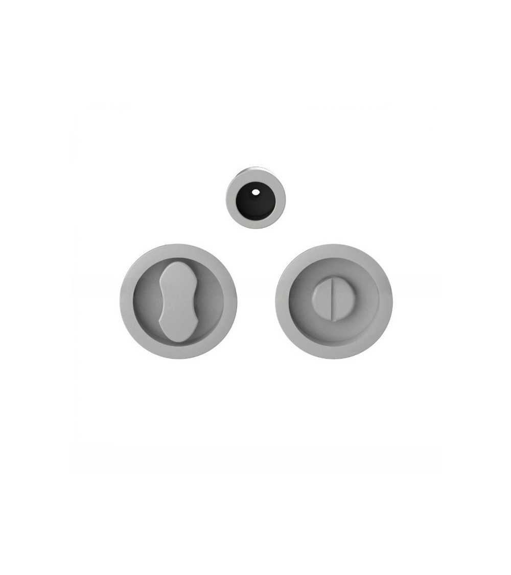 Moon One privacy lock sliding door handle in silver - designer handle