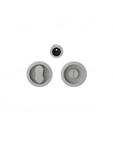 Moon One privacy lock sliding door handle in silver - designer handle