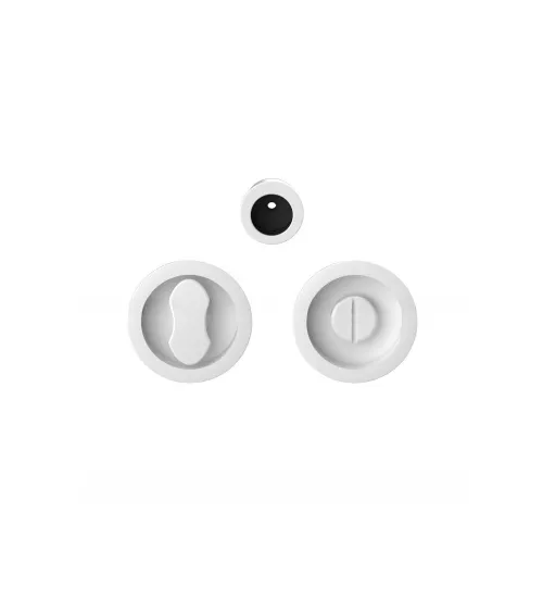 Moon One privacy lock sliding door handle in white - designer handle
