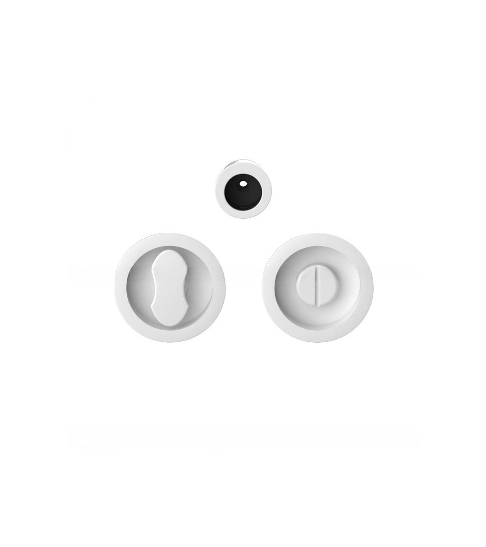Moon One privacy lock sliding door handle in white - designer handle