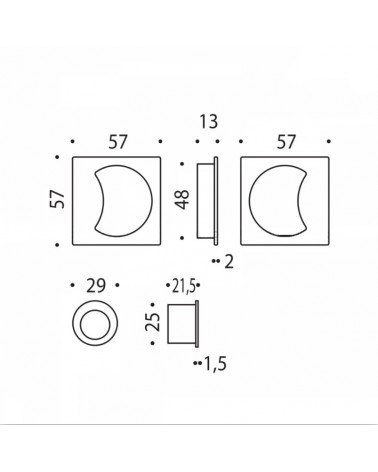 Colombo Design Moon One sliding door handle with dimensions