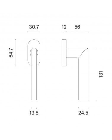 KALMIA window handle with dimensions