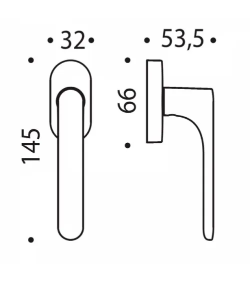 Black window handle - Moon One Round - designer handle