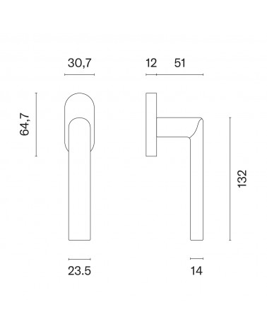 SILENA window handle with dimensions